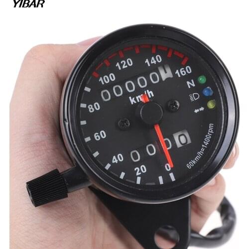 Universal Black Motorcycle Dual Speedometer Odometer 12V Moto with LED Indicator