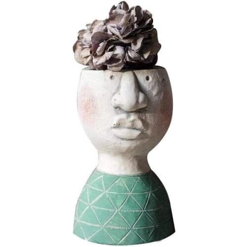 Man Face Flower Vase Planters Resin Bonsai Pot Home Decor Desktop Decor