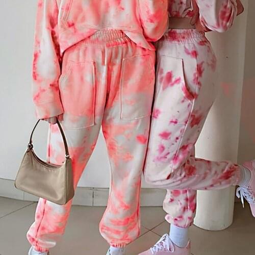 Spring Autumn High Waist Tie-Dye Rainbow Colors Were Thin Casual Pants Street Shot Female Trousers