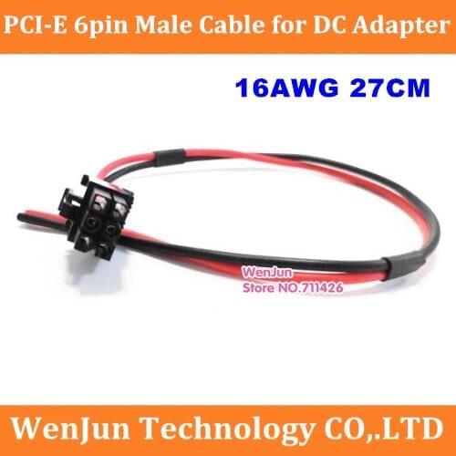 High qualtiy 16AWG 27cm PCI-E 6pin Male Power Supply Cabe For DC-ATX-160W Pico ATX Switch PSU