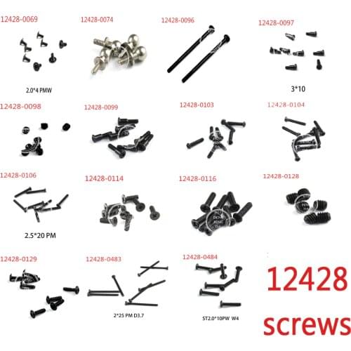 Wltoys 12428 12423 12628 RC Car Spare parts 12428-0069 0074 0096 0097 0098 0099 0103 0104 0106 0114 0116 0128 0129 0483 screw