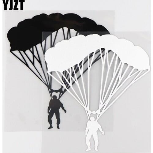 YJZT 14X15.3CM Parachute Personality Car Sticker Vinyl Decals Skydiving Sport Extreme Black / Silver 10A-0329
