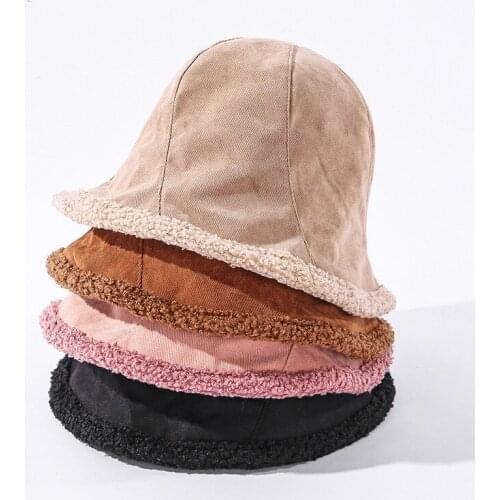 Women Winter Bucket Hat Ear Protector Fisherman Outdoor Hat Warm Flat Hat