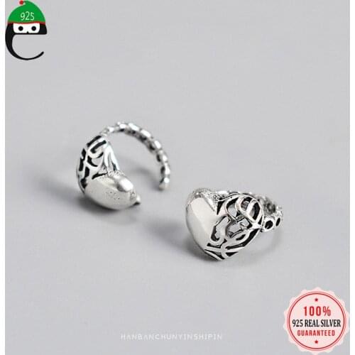 ElfoPlataSi Authentic 925 Sterling Silver Lovely Heart Ear Cuff Clip On Earring For Women Without Piercing Earing Jewelry DA912
