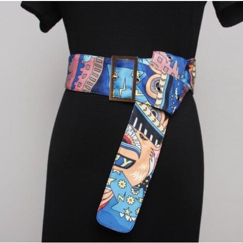 Womens runway fashion fabric print Cummerbunds female Dress Corsets Waistband Belts decoration wide belt R1682