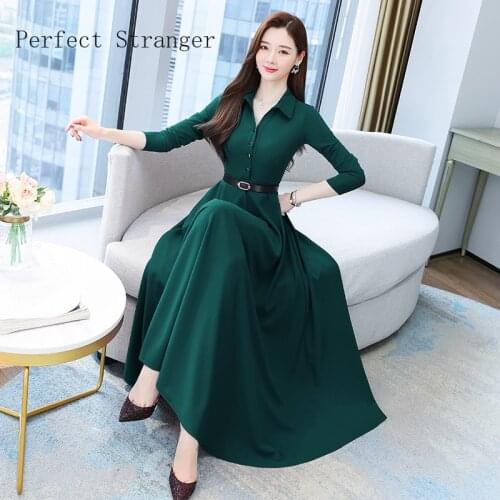 2021Spring New Arrival High Quality Elegant Bow Collar Flower Printed Plus Size M-3XL Long Sleeve Women Chiffon Long Dress