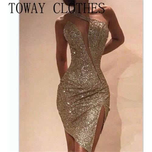 Women Sexy Glitter Sequined Hollow out Party Dress Split Bodycon sleeveless Sequin Dress Sexy Mini Bodycon Evening Vetidos 2020