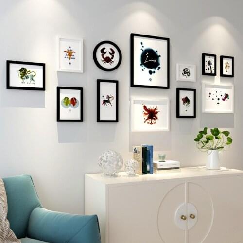 12 Constellation Decorative Painting Creative Photo Frame Set Living Room Hanging Picture Sofa Art Mural Round Wall Picture L