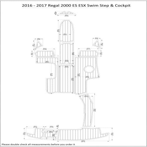 2016 - 2017 Regal 2000 ES/ESX Swim Step & Cockpit Pad Boat EVA Teak Decking 1/4" 6mm