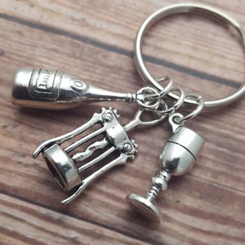 2021 Europe and America Wine Wine Wine Bottle Opener Wine Glass Keychain Nightclub Party Keychain