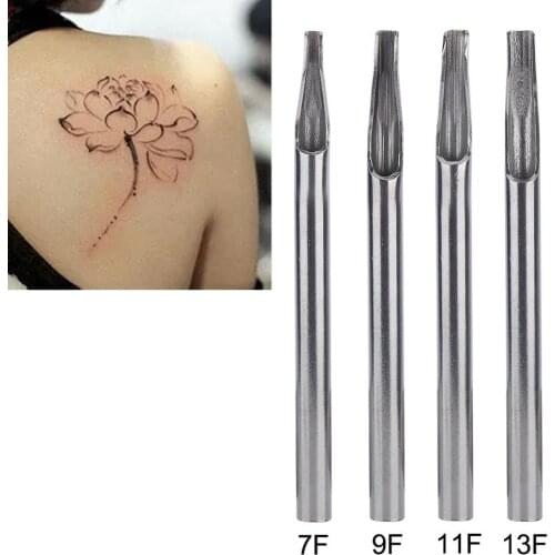 4pcs/set 110mm Thicken Stainless Steel Disposable Tattoo Tube Black Tattoo Nozzle Tip For Long Tattoos Needles 7FT/9FT/11FT/13FT