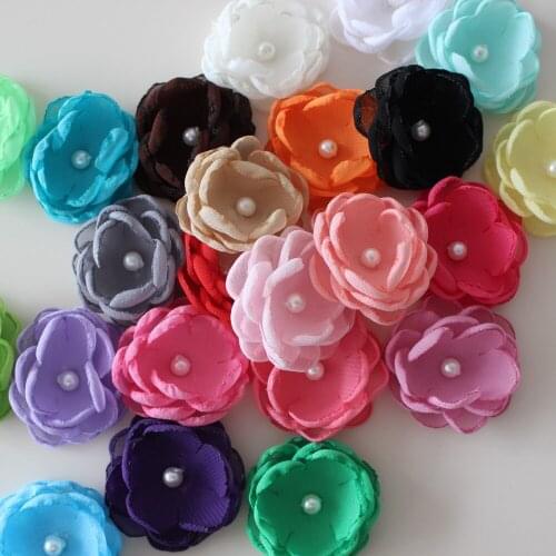 4cm kids hair flower Boutique Burned fabric flower Gril singed chiffon Layered Poppy flower for Headband Hair Accessories 20pcs