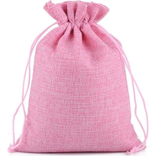 50pcs/lot 15x20cm Burlap Jute Linen Drawstring Pouches Bags For Wedding Christmas Gift Packaging Bags Supplies Can Print Logo