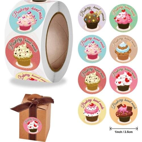 500pcs/roll 2.5cm Cute Cake Baking Handmade Stickers Gift Wrapping Thank You DIY Decoration Label Stationery Stickers