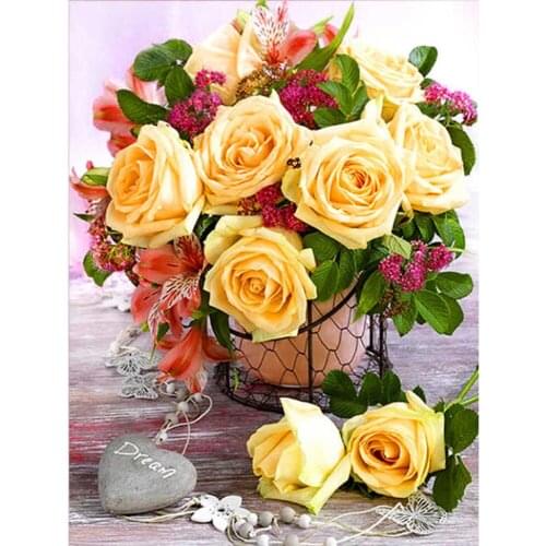 5D DIY Diamond Painting Flower Vase Cross Stitch Kit Full Drill Embroidery Mosaic Rose Picture Of Rhinestones Gift Home Decor