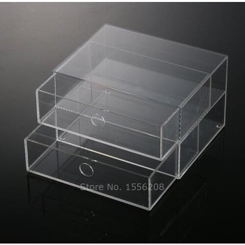 Acrylic 2 Drawers Jewelry Storage Box Necklace Bracelet Earring Rings Organizer Makeup Case Plexiglass Cosmetic Organizer Clear