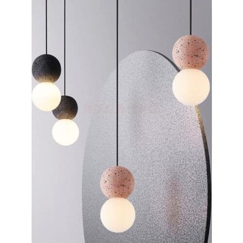 Nordic design cement pendant light modern simple creative dining room kitchen glass hanging lamp restaurant cafe industrial lamp