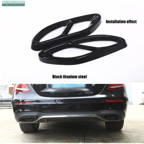 Black Stainless Steel Dual Exhaust End Tip Pipe Trim fit For Mercedes Benz W213 E200 E260 E300 E300l Class 2016 2017 car styling