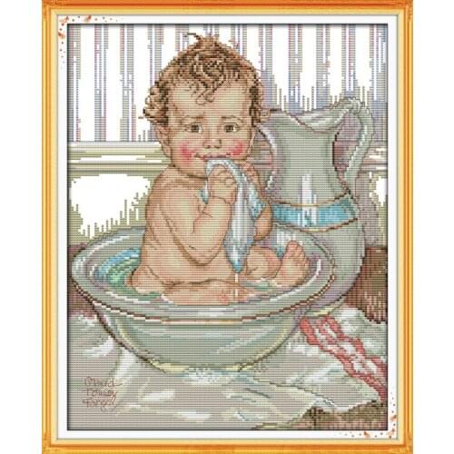 A shower baby cross stitch kit people 18ct 14ct 11ct count print canvas stitches embroidery DIY handmade needlework