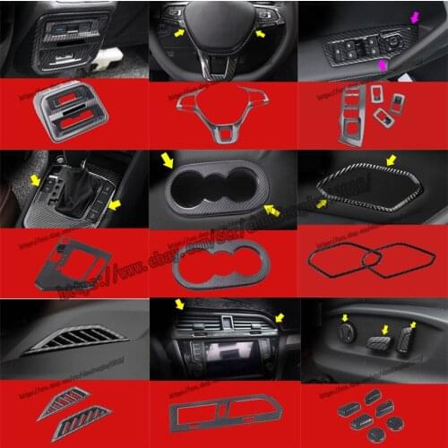 For Volkswagen VW Tiguan 2017 2018 Carbon fiber style interior Air outlet decoration Covers Trim