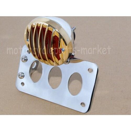 Chrome Gold Custom License Plate Bracket Side Mounting Tail Brake Lights For Harley chopper Sportster Bobber custom applications