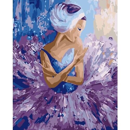 Painting By Numbers DIY 40x50CM Dropshipping Big size Purple skirt ballet girl Figure Acrylic House Decoration Art picture Gift