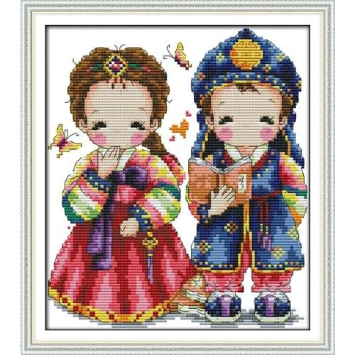 Korean wedding (8) cross stitch kit cartoon 14ct 18ct count canvas stitches embroidery DIY handmade needlework plus