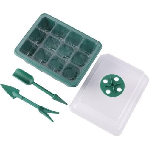12 Hole Plant Growing Box with Shovel kit Nursery Pot Seedling Starter Home Garden Planting Germination Container Garden Planter