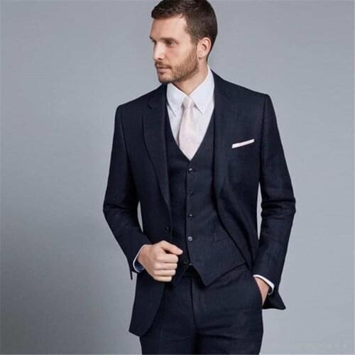 Handsome Groomsmen Groom Tuxedos Men Suit Wedding Dress Man Suits Blazer Prom Dinner (Jacket+Pants+Vest) Terno masculino