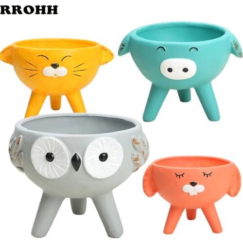 Creative Personality Cute Animal Fleshy Flower Pot Vase Three-legged Wide Mouth Ceramic Potted Plant Flower Potted Ornaments