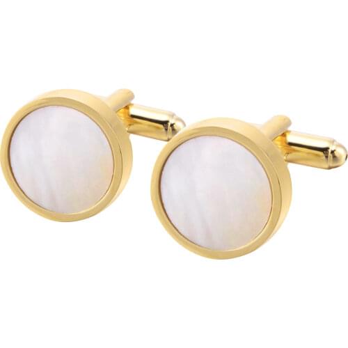 Cufflinks Spot Mixed round Gold Pearl Shell Senior Banquet Party Suitable for Wearing Natural Fritillaria
