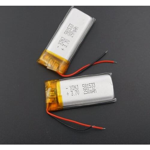 XINJ 3.7V 250mAh Lithium Polymer Rechargeable Battery Li ion li po cell 581533 For MP3/MP4 Driving recorder DIY GPS Sat Nav pen