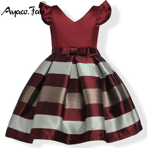 Cute Children Dresses 2019 New Fashion Elegant Bow Princess Dress Kids Christmas Party Dresses Wedding Dress with Belt For Girls
