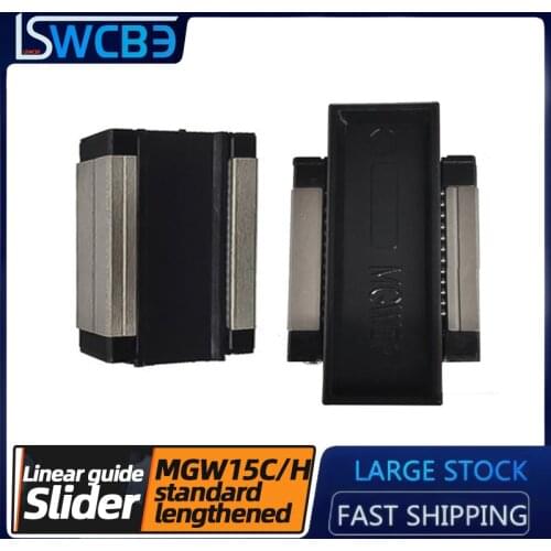 Miniature Linear Guide Standard Square Slider Slide Rail Linear Rail Bearing MGW15C/MGW15H Slider, Stainless Steel Wide Type