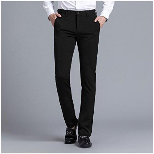 Mens Black Suit Separate Pant Flat-Front Straight Slim-fit Business Straight Male Trousers Solid Dress Pants Custom Made