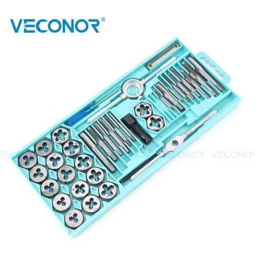 40PCS M3-M12 Metric Tap and Die Set Tap Drill Bits Tap Wrench Threading Tools For Metalworking