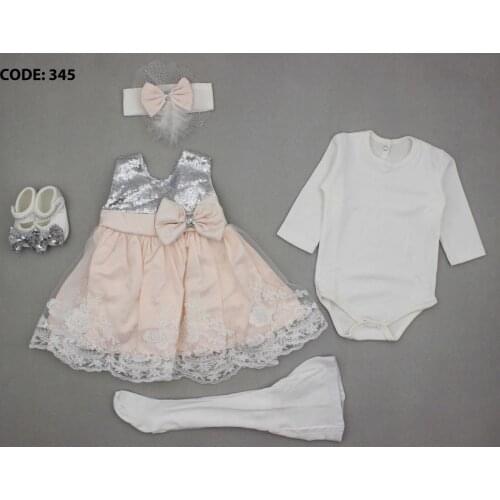 New born Baby Dress Birthday New born Favtiz Day Christmas Gift Surprise Evening Dress 0-6m - 5 Pieces