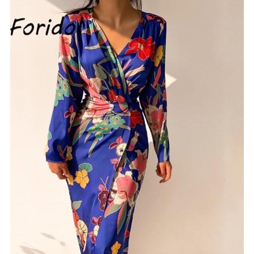 Autumn Winter Long Floral Print Dress Robe for Women 2021 Casual Button Up Dress Green Female Elegant Maxi Party Vestidos Belt
