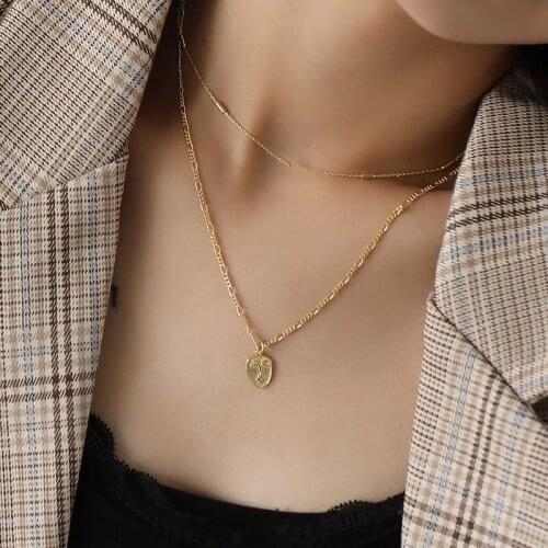 18k gold 100% Authentic 925 Sterling silver Multi-layered FACE Abstract pendant necklace TLX756