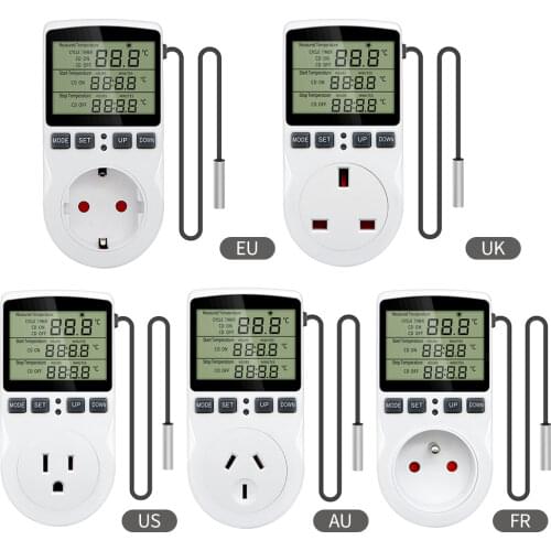 Timer Socket Thermostat Digital Temperature Controller Socket Outlet With Timer Switch Sensor Probe Heating Cooling 40%off