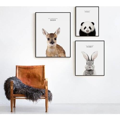 Modern Room Print Wall Art Animal Zebra Koala Panda Giraffe Pig Lion Nursery Inspirational Painting No Frame Pictures