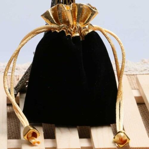 Black Watch Bag Gold Rope Velvet Black Pouch Bag Gift Collection Bag for Pocket Watches