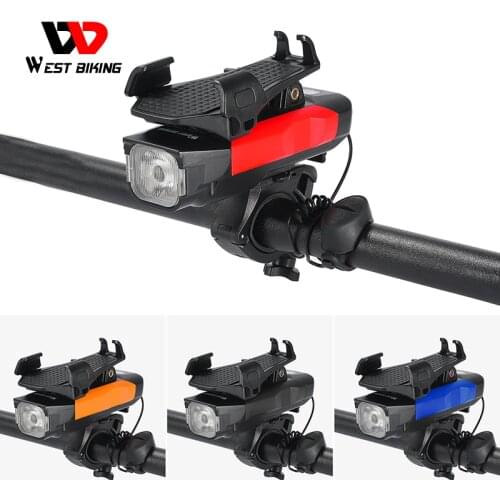 WEST BIKING 4 In 1 Bicycle Light 3 Modes Waterproof Front Light With Adjustable Bracket 500 Lumens USB Charging Bike Light