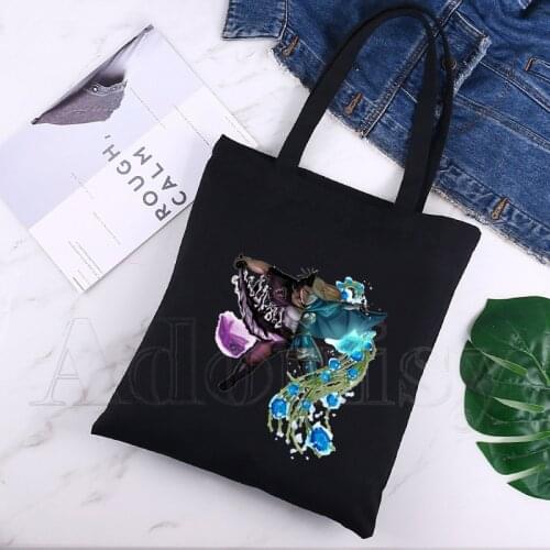 Japan Manga Asta Black Clover Funny Anime Print Reusable Shopping Women Canvas Tote Bags Eco Shopper Shoulder Bags Black