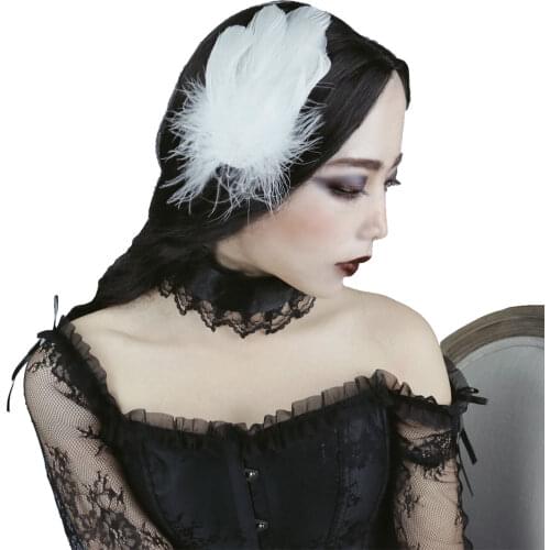 Popularity Gothic Steampunk Feather Headband Womens Fashion Wedding Party Hair Band White Snowy Headwear Accessories New