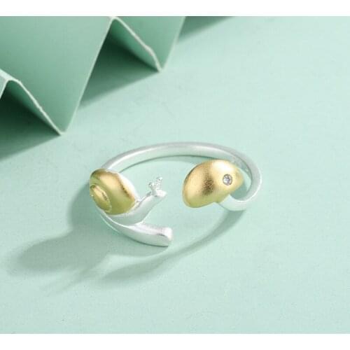 VENTFILLE 925 Sterling Silver Korean Version of Cute Snail Female Temperament Cartoon Personality Forest Ins Ring