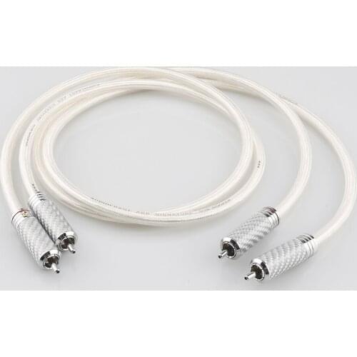 1 pair Hifi Rhodium Plated RCA plugs OFC Silver-Plated Interconnect Cable with carbon fiber RCA plug