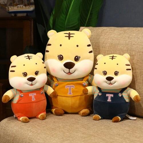 1pc 25-63cm Lovely Tiger with Strap Plush Toys Kawaii Pillow Dolls Stuffed Soft Animal Pillow Birthday Xmas Gift for Children