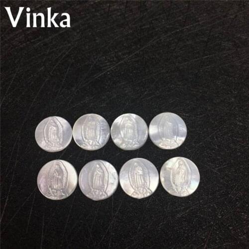 100PCS/Lot Wholesale Natural Mother Of Pear Shell Virgin Mary Round Shape Shell 10mm Madonna Jewelry Accessories