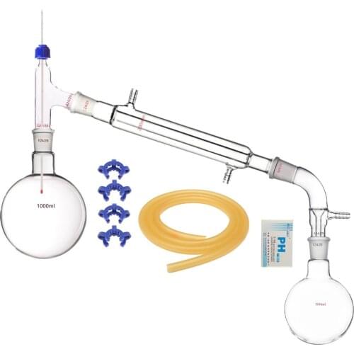 1000ml 24/29 Glass Distillation Apparatus,Laboratory Glassware Kit,1L Unit Set